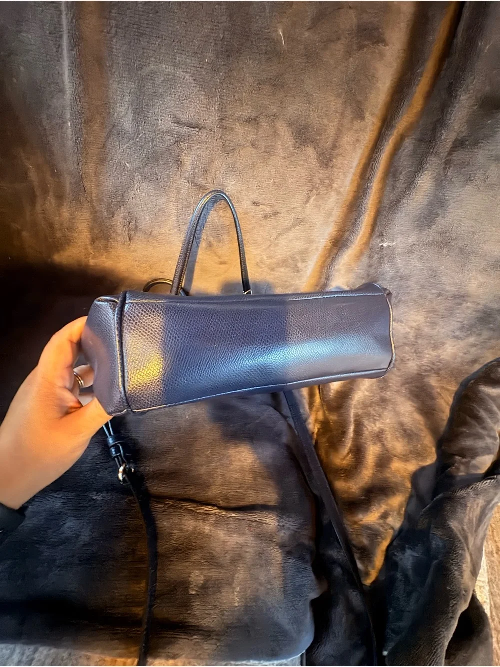 Coach Black Pebble Leather Satchel with Removable Strap